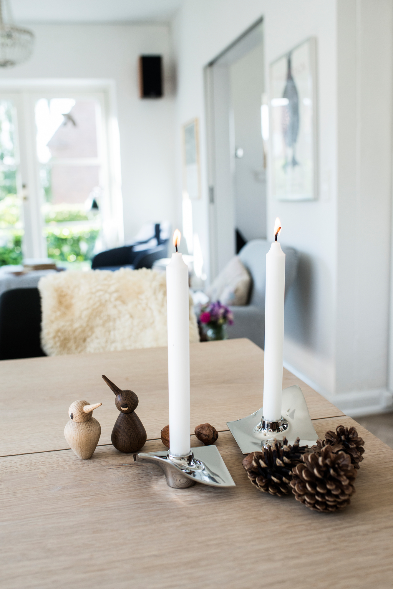 Bird Vögel Deko Holzfigur Architectmade Groß - Eiche geräuchert | Groß